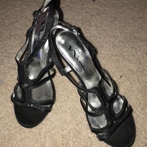 Black and silver heels sparkly